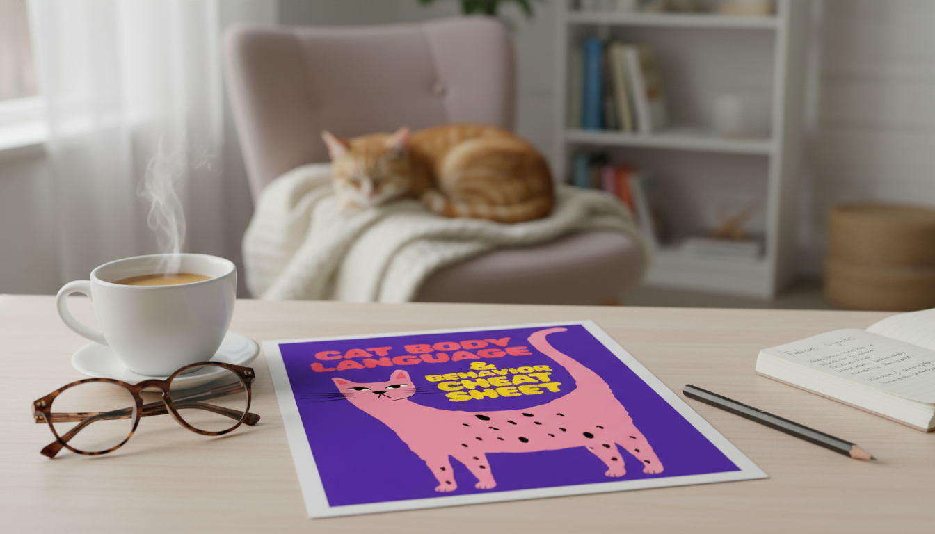 Printable Cat Body Language Cheat Sheet: Tails, Ears, Meows